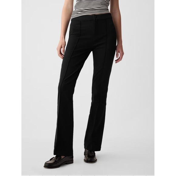 New Gap High Rise Flare Bi-Stretch Black Y2k Boho 70s Pants Size 10 Petite Work - Picture 2 of 12